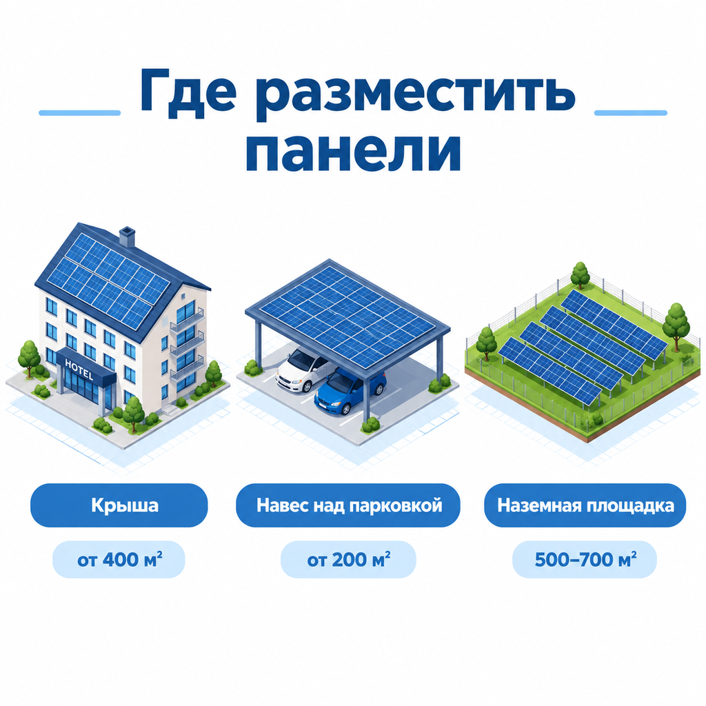 Варианты размещения панелей
