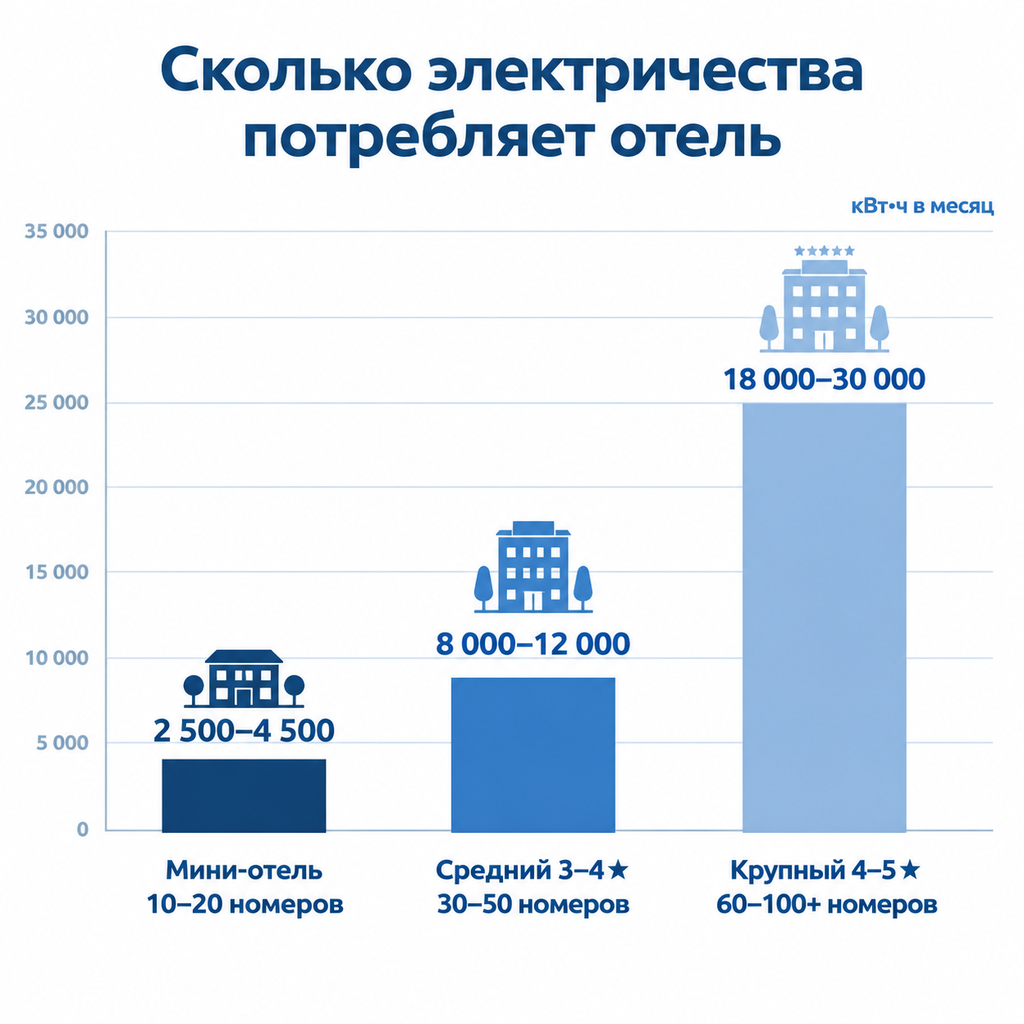 Сколько электричества потребляет отель